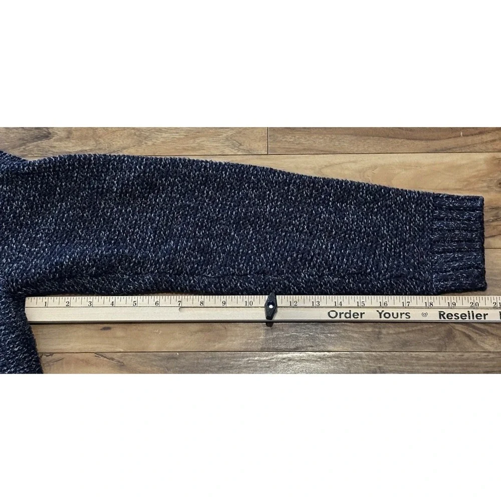 Fat Face Mens L Purple‎ Blue Cable Chunky Knit Sweater 1/4 Button Grandpacore